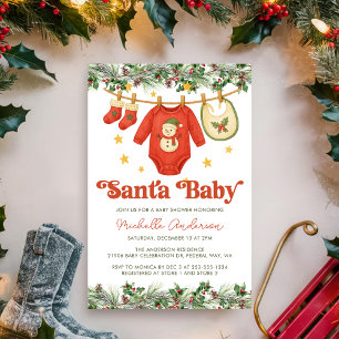 Santa Baby Julkläder Linje Baby Shower Inbjudningar