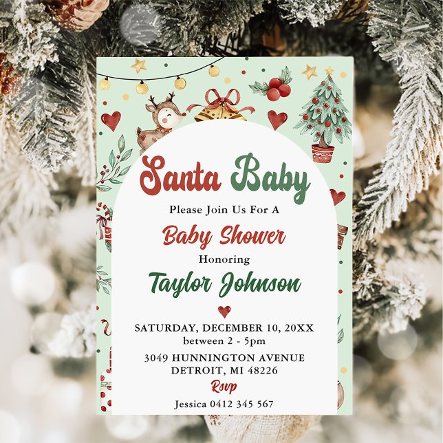Santa Baby julpryder Baby Shower Party Inbjudningar (Skapare uppladdad)