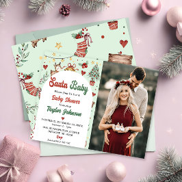 Santa Baby julrenar Baby Shower Photo Inbjudningar