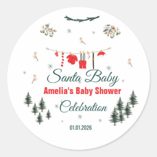 Santa Baby Jultema Baby Shower  Runt Klistermärke