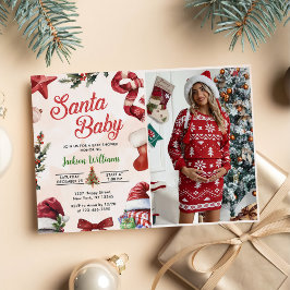 Santa Baby julvinter Baby Shower Photo Inbjudningar