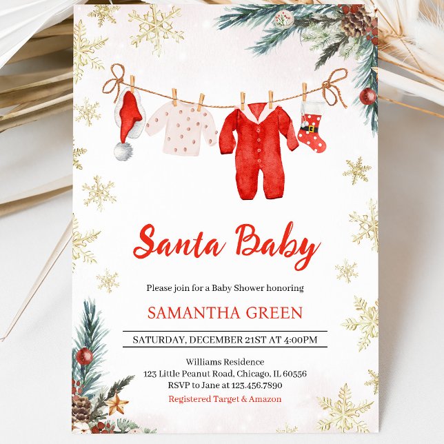 Santa Baby Könsneutrala Bebis Shower Inbjudningar (Skapare uppladdad)