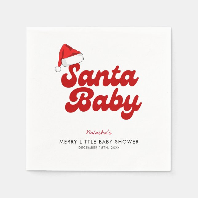 Santa Baby Merry Little jul Baby Shower Pappersservett (Framsidan)
