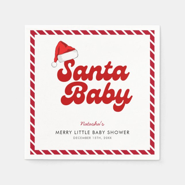 Santa Baby Merry Little jul Baby Shower Pappersservett (Framsidan)