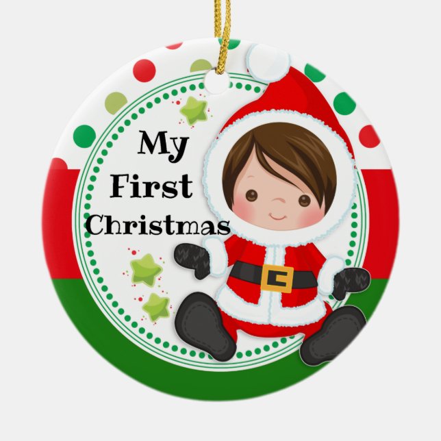 Santa baby min första 1st jul julgransprydnad keramik (Framsidan)