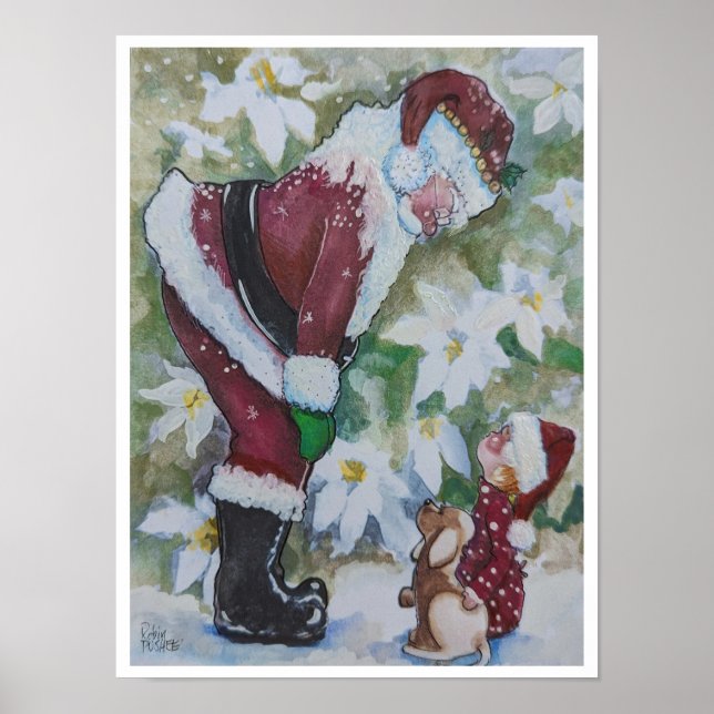 Santa, Baby och Puppy Poster (Framsidan)