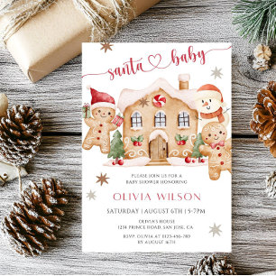 Santa Baby Pepparkaks Pojke Jul Baby Shower Inbjudningar