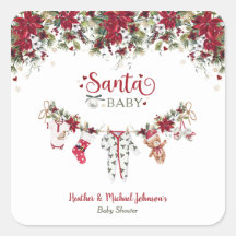 Santa Baby Poinsettia Klädstreck Baby Shower