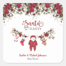 Santa Baby Poinsettia Klädstreck Baby Shower
