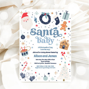 Santa Baby Red and Blue- jul Baby Shower Inbjudningar