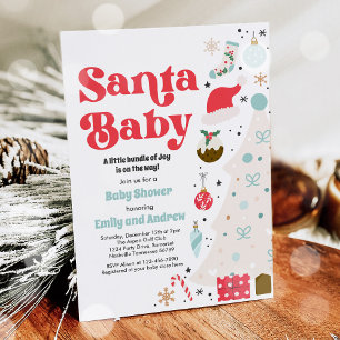 Santa Baby Red and Blue- jul Baby Shower Inbjudningar