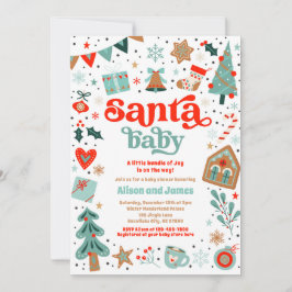 Santa Baby Red and Blue- jul Baby Shower Inbjudningar