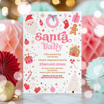 Santa Baby Red and Rosa jul Baby Shower Inbjudningar<br><div class="desc">Juli Baby Red and Rosa jul,  inbjudan till babykläder</div>