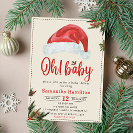 Santa Baby Red Hat-Helgdag Baby Shower Inbjudningar