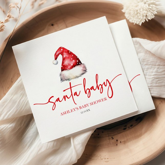 Santa Baby Red Hat-Helgdag Baby Shower Pappersservett (Skapare uppladdad)