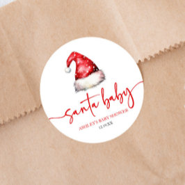 Santa Baby Red Hat-Helgdag Baby Shower Runt Klistermärke