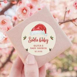 Santa Baby Red Hat-Helgdag Baby Shower Runt Klistermärke
