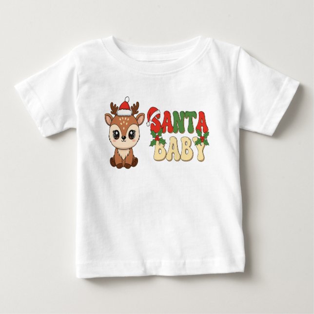 Santa Baby Reindeer T Shirt (Framsida)