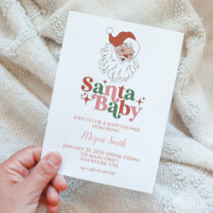 Santa Baby Retro Baby Shower Inbjudan