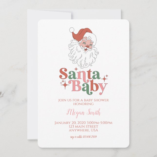 Santa Baby Retro Baby Shower Inbjudan (Framsida)