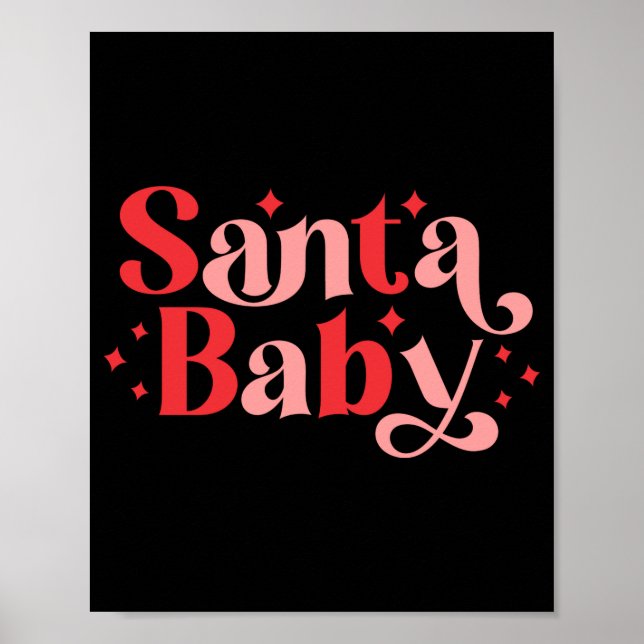 Santa Baby Retro Christmas Tygraphy  Poster (Framsidan)