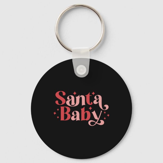 Santa Baby Retro Christmas Tygraphy T Shirt  Nyckelring (Framsida)