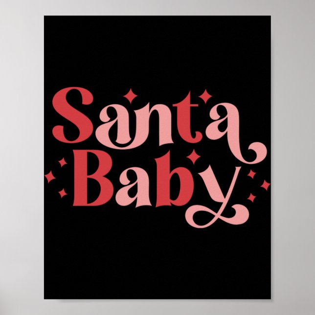 Santa Baby Retro Christmas Tygraphy T Shirt  Poster (Framsidan)
