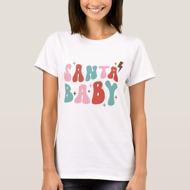 Santa Baby Retro-jul T Shirt (Framsida)