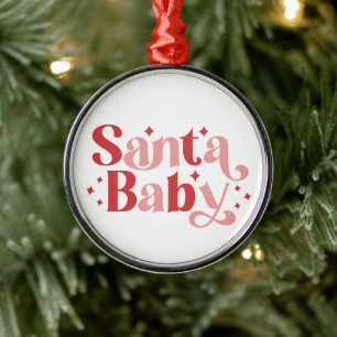 Santa Baby - Retro-jultypografi Julgransprydnad Metall