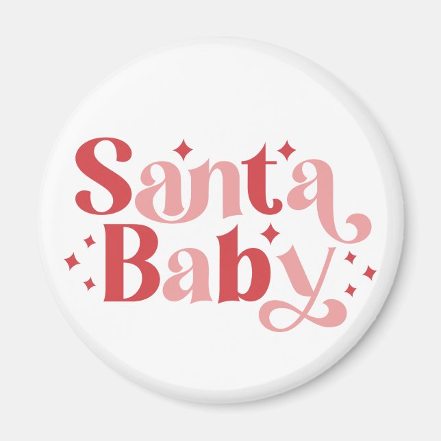 Santa Baby - Retro-jultypografi Magnet (Framsidan)