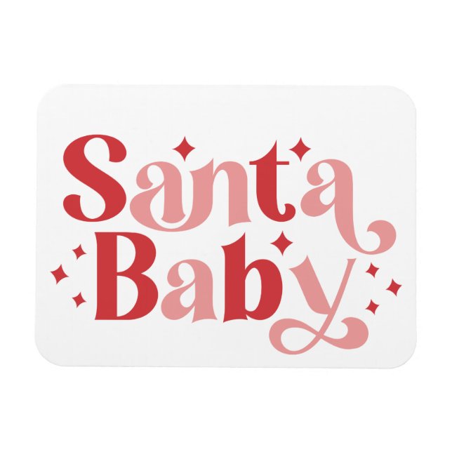 Santa Baby - Retro-jultypografi Magnet (Horisontell)