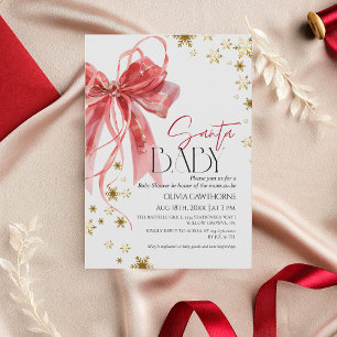 Santa Baby Röd Guld Jul Bebis Shower Inbjudningar