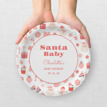 Santa Baby Röd och Rosa Jul Baby Shower