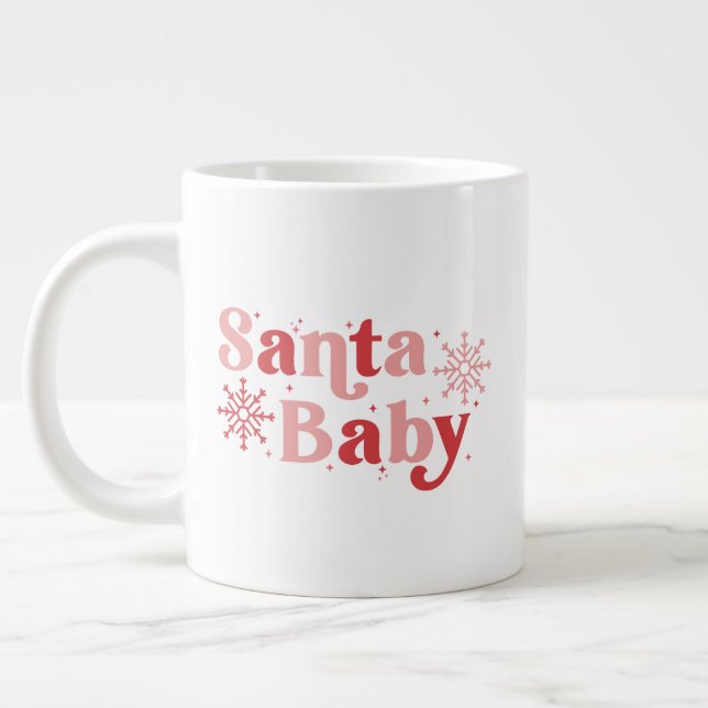 Santa Baby - Roligt Helgdag Typography Design Jumbo Mugg (Vänster)