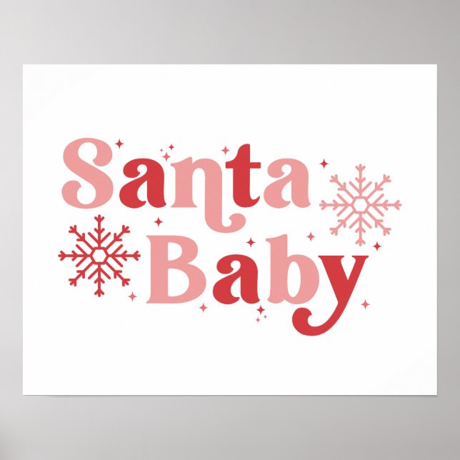 Santa Baby - Roligt Helgdag Typography Design Poster (Framsidan)