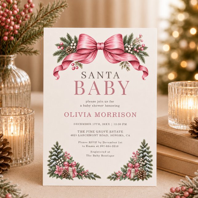 Santa Baby Rosa Babyshower Inbjudningar (Skapare uppladdad)