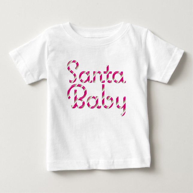 Santa Baby Rosa Candy cane Helgdag Baby T-Shirt (Framsida)