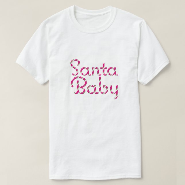 Santa Baby Rosa Candy cane Helgdag T-Shirt (Design framsida)