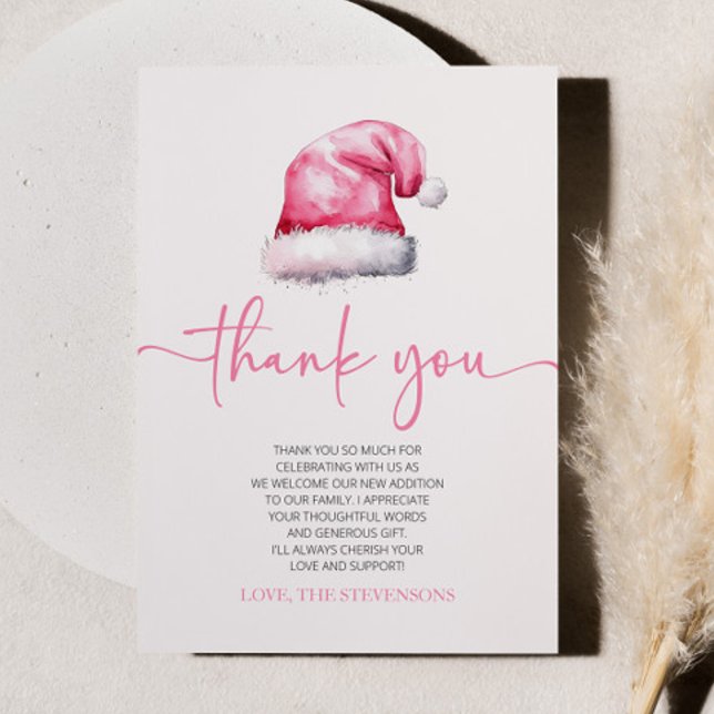 Santa Baby Rosa Hat jul Helgdag Baby Shower Tack Kort (Skapare uppladdad)