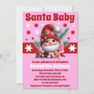 Santa Baby Rosa, julflicka, babyskor Inbjudningar