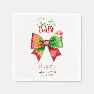 Santa Baby shower bow and Santa hat Christmas Pappersservett