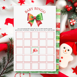 Santa Baby shower bow, Santa hat Baby Bingo game Flygblad