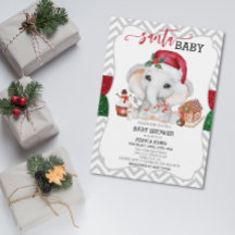 Santa Baby Shower Cute Helgdag Elephant Chevron
