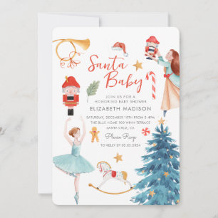 Santa Baby Shower Cute Watercolor jul Inbjudningar