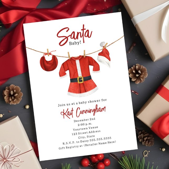 Santa Baby Shower Dress jul Winter Girl Inbjudningar (Skapare uppladdad)