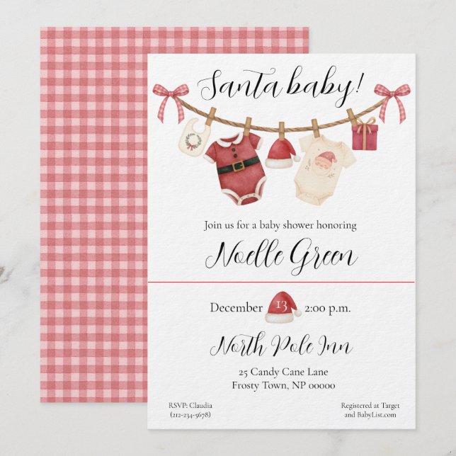Santa Baby Shower Invitation Inbjudningar (Fram/baksida)
