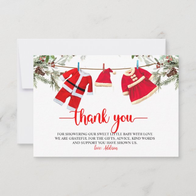 Santa Baby Shower, jul Baby Shower Tack Kort (Framsida)