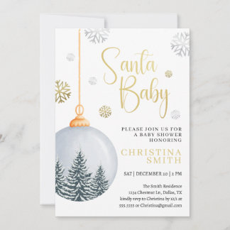 Santa Baby Snowflake Winter Wonderland Baby Shower Inbjudningar