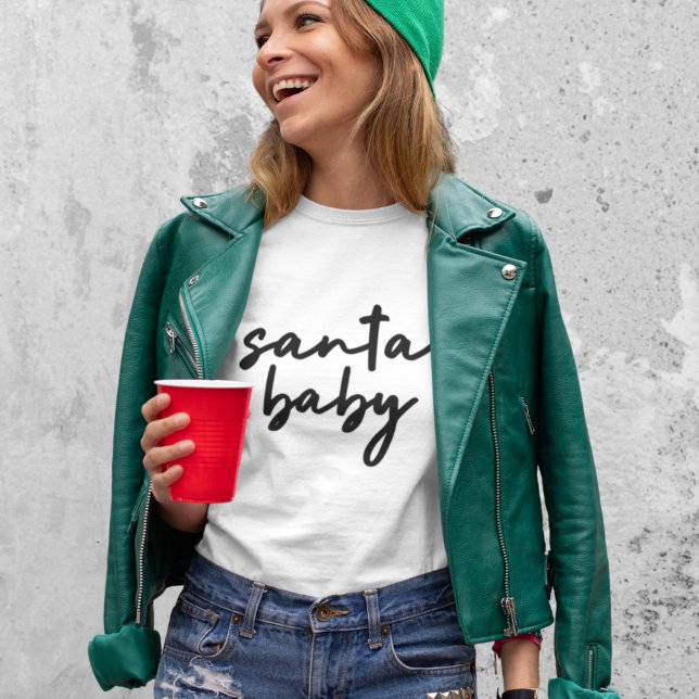 Santa Baby | Trendiget Jul Modern minimalistisk T Shirt (Trendy minimalist holiday shirt created for stylish, cheerful, and comfortable seasonal fashion)
