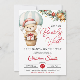 Santa Baby vi kan barly Wait Baby Shower Inbjudningar